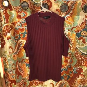 Kendall and Kylie maroon shoulder-less top